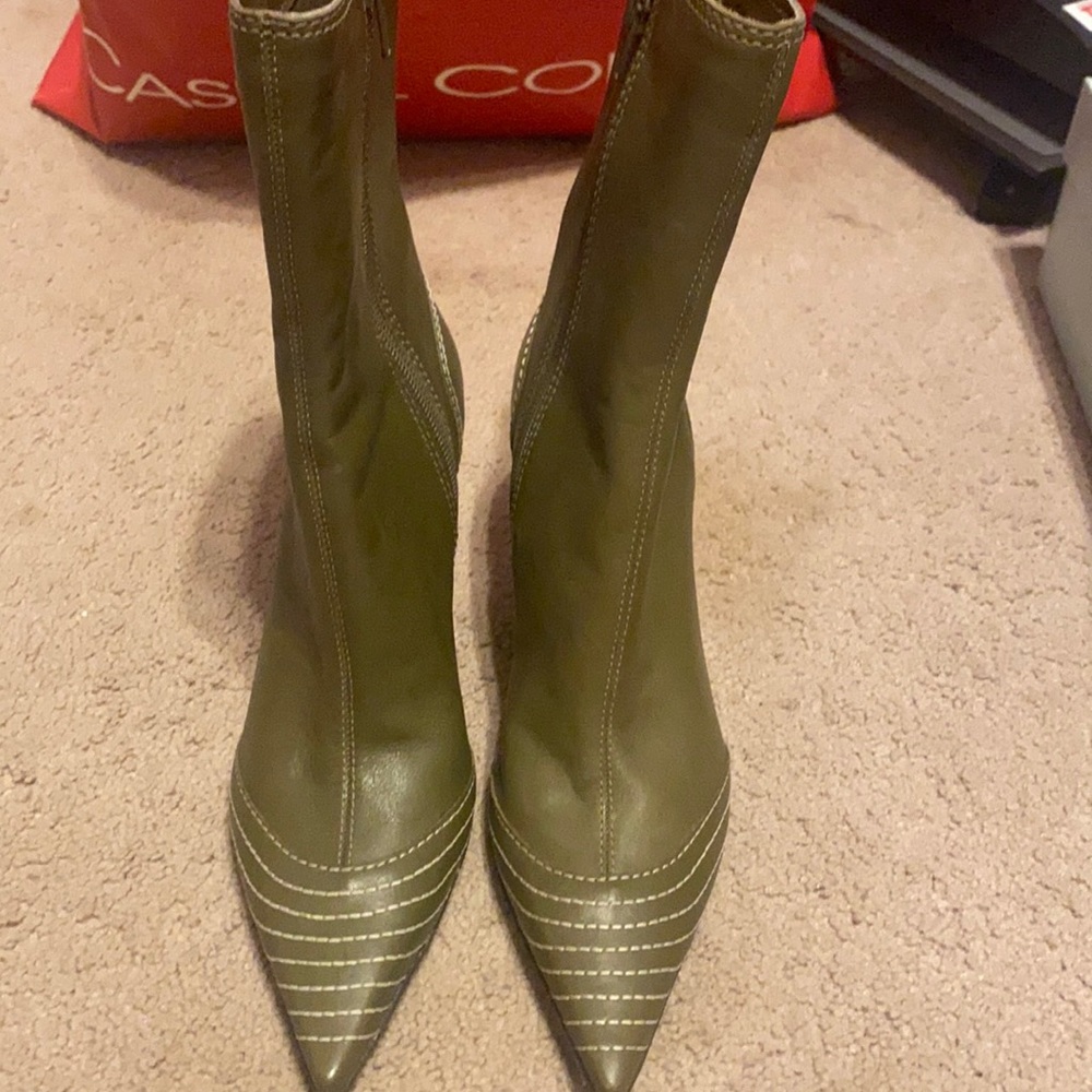 New artichoke green high stiletto boots